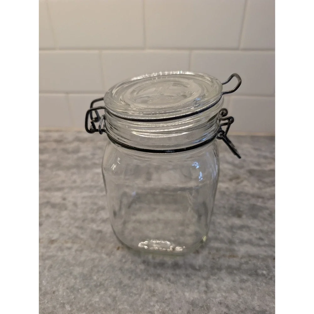 Fido Italian Glass Clamp Lid Canister 1 Liter Hermetic Storage Jar